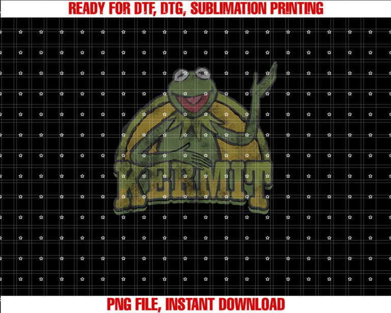 Disney the Muppets Vintage Retro Kermit the Frog Smile Logo Shirt  PNG, DTF, DTG, Sublimation Design