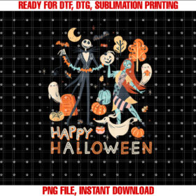 Disney the Nightmare Before Christmas Jack Sally Halloween Shirt  PNG, DTF, DTG, Sublimation Design