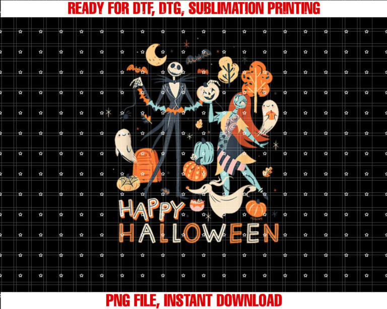 Disney the Nightmare Before Christmas Jack Sally Halloween Shirt  PNG, DTF, DTG, Sublimation Design