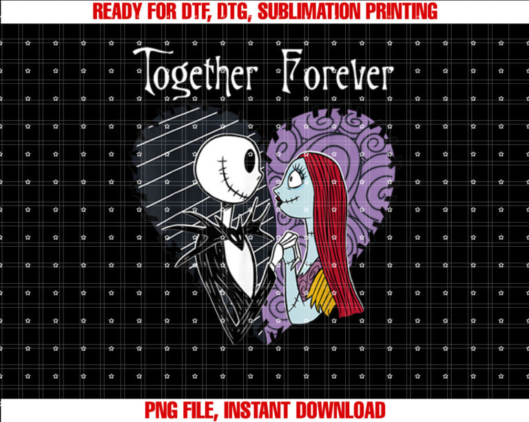 Disney the Nightmare Before Christmas Jack Sally Together Shirt  PNG, DTF, DTG, Sublimation Design