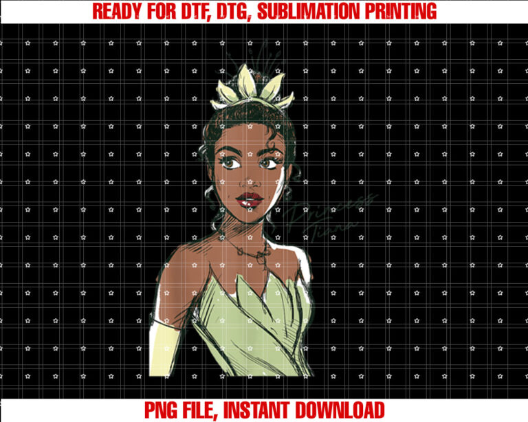Disney the Princess the Frog Princess Tiana Sketch Shirt  PNG, DTF, DTG, Sublimation Design