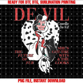 Disney Villains Cruella De Vil Magazine Cover Shirt  PNG, DTF, DTG, Sublimation Design