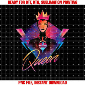 Disney Villains Evil Queen Neon 90s Rock Band Shirt  PNG, DTF, DTG, Sublimation Design