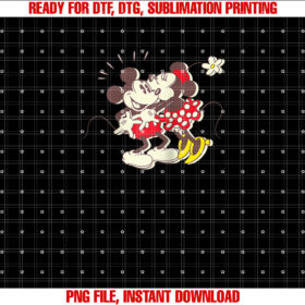 Disney Vintage Mickey and Minnie Mouse Kiss Shirt  PNG, DTF, DTG, Sublimation Design
