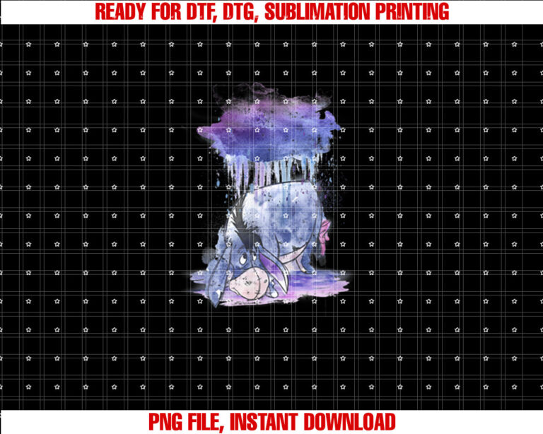 Disney Winnie the Pooh Eeyore Watercolor Rain Cloud Shirt  PNG, DTF, DTG, Sublimation Design
