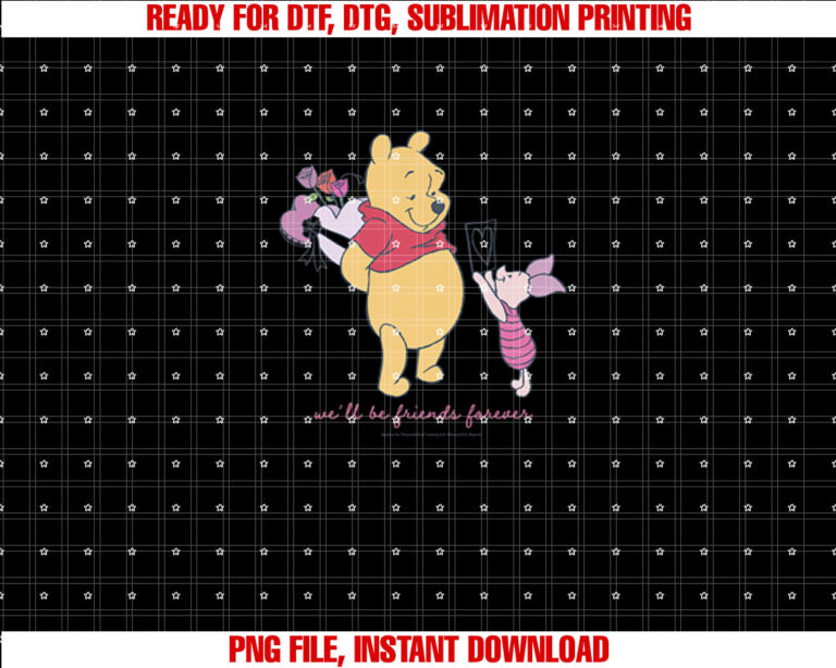Disney Winnie the Pooh Valentines Day Friends Forever Premium Shirt  PNG, DTF, DTG, Sublimation Design