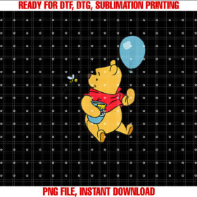 Disney Winnie the Pooh With Balloon Honey Smiling at Bee Shirt  PNG, DTF, DTG, Sublimation Design