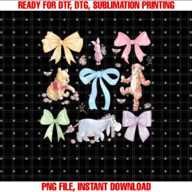 Disney Winnie the Pooh Cute Group Shot Sketch Chest Logo Shirt  PNG, DTF, DTG, Sublimation Design