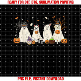 Dog Ghost Cute Dog Dressed as Ghost Funny Halloween Dog Shirt  PNG, DTF, DTG, Sublimation Design