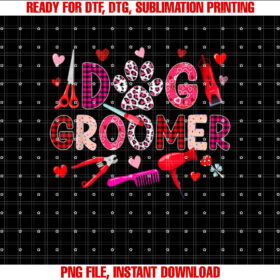 Dog Groomer Tools Valentines Day Leopard Cute Hearts Shirt  PNG, DTF, DTG, Sublimation Design