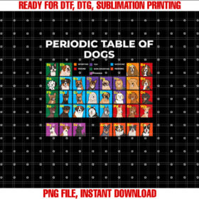 Dog Periodic Table Shirt  PNG, DTF, DTG, Sublimation Design