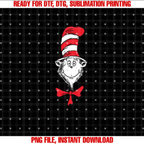 Dr Seuss the Cat in the Hat Face Shirt  PNG, DTF, DTG, Sublimation Design