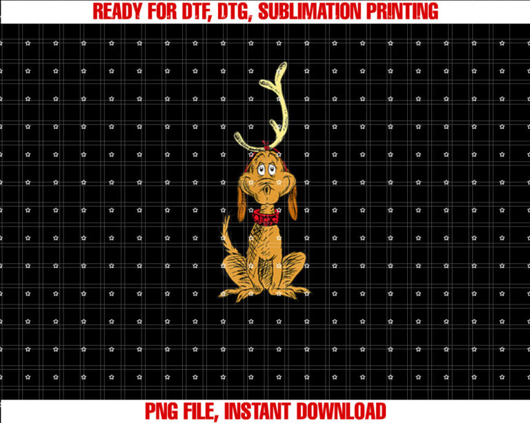 Dr Seuss Mens Classic Dr Seuss Reindeer Max T Us Shirt  PNG, DTF, DTG, Sublimation Design