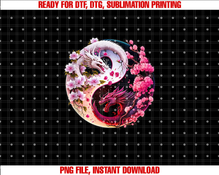 Dragon Yin Yang Chinese New Year 2024 Year of the Dragon Shirt  PNG, DTF, DTG, Sublimation Design
