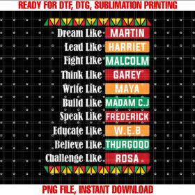 Dream Like Martin History African Proud Afro American Shirt  PNG, DTF, DTG, Sublimation Design