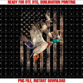 Duck Hunter American Flag Waterfowl Hunting Camouflage Men Shirt  PNG, DTF, DTG, Sublimation Design