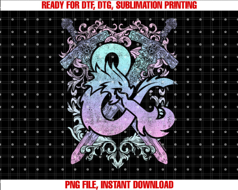 Dungeons Dragons Ampersand Pastel Logo Shirt  PNG, DTF, DTG, Sublimation Design