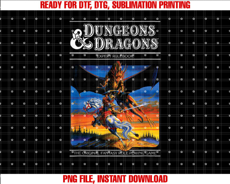 Dungeons Dragons Vintage Expert Rulebook Shirt  PNG, DTF, DTG, Sublimation Design