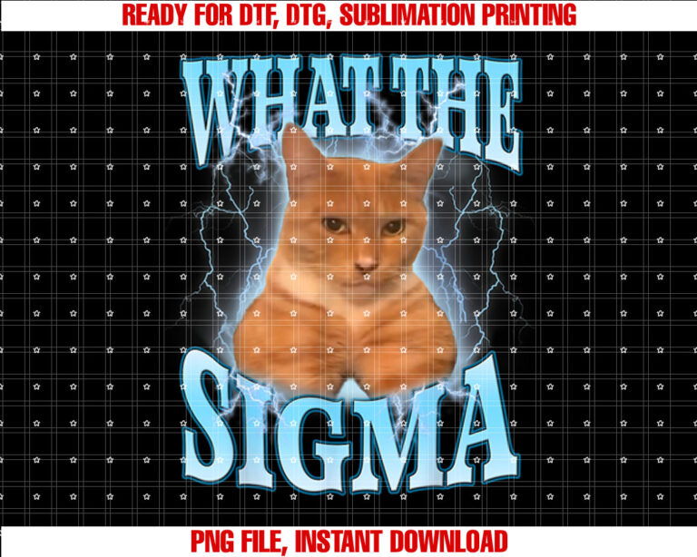 Erm What the Sigma Meme Cat Ironic Brainrot Y2k Shirt  PNG, DTF, DTG, Sublimation Design