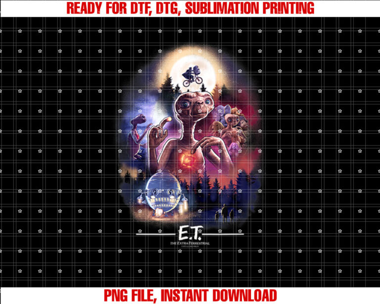 Et the Extraterrestrial Centered Collage Shirt  PNG, DTF, DTG, Sublimation Design
