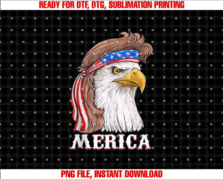 Eagle Mullet 4th of July Usa American Flag Merica Shirt  PNG, DTF, DTG, Sublimation Design