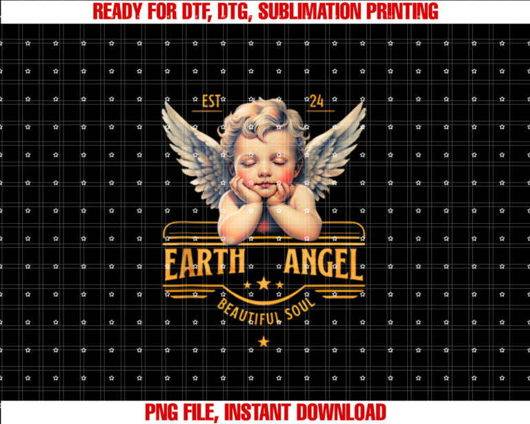 Earth Angel Beautiful Soul Cherub Shirt  PNG, DTF, DTG, Sublimation Design