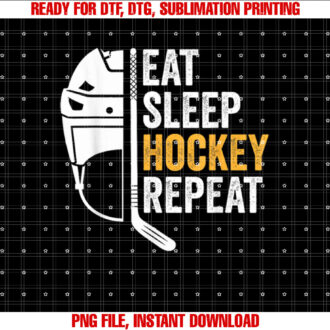 Eat Sleep Hockey Repeat Kids Adult Ice Hockey Retro Vintage Shirt  PNG, DTF, DTG, Sublimation Design