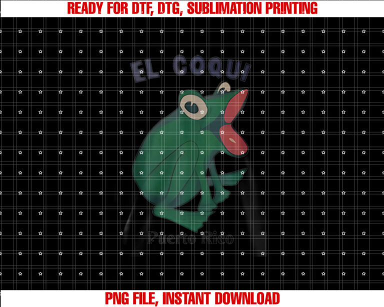 El Coqui Puerto Rico Frog Shirt  PNG, DTF, DTG, Sublimation Design