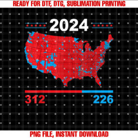 Electoral Map Trump 312 Red 2024 Election Results Map 2024 Shirt  PNG, DTF, DTG, Sublimation Design