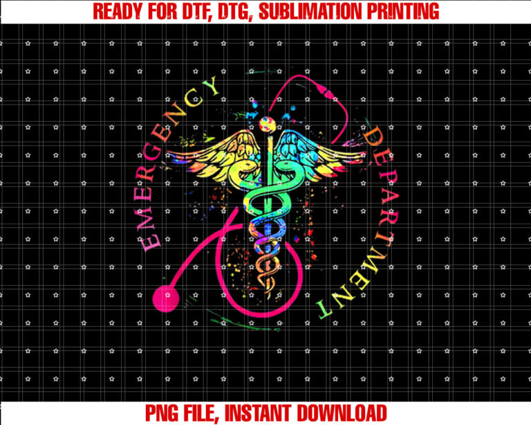 Emergency Department Tie Dye Ed Er Nurse Nursing Shirt  PNG, DTF, DTG, Sublimation Design