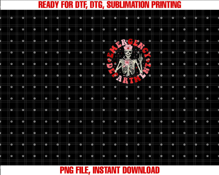 Emergency Department Valentines Skeleton Er Valentines Day Shirt  PNG, DTF, DTG, Sublimation Design