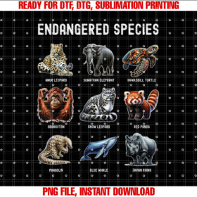 Endangered Species Educational Wildlife Conservation Gift Shirt  PNG, DTF, DTG, Sublimation Design