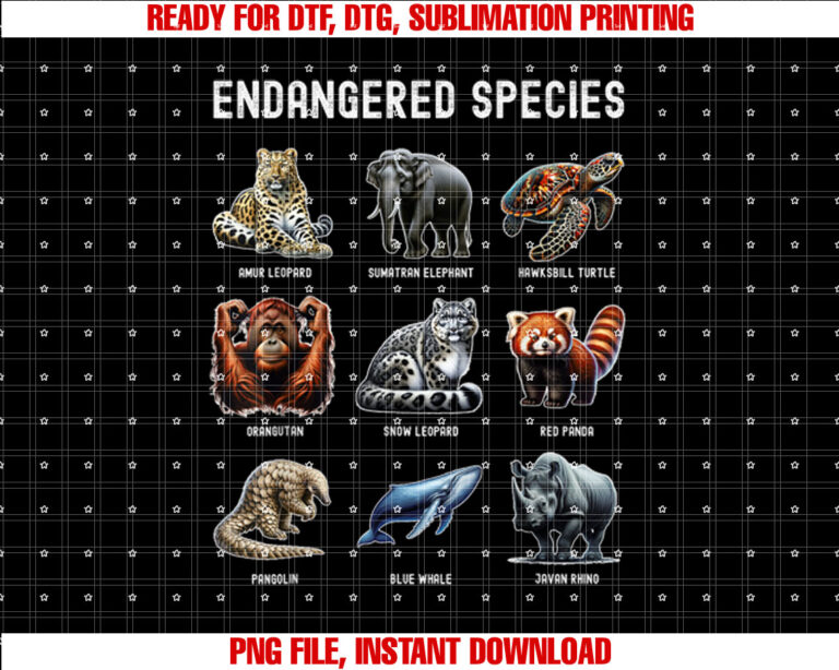 Endangered Species Educational Wildlife Conservation Gift Shirt  PNG, DTF, DTG, Sublimation Design