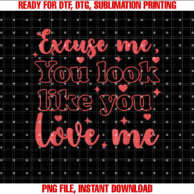 Excuse Me You Look Like You Love Me Shirt  PNG, DTF, DTG, Sublimation Design