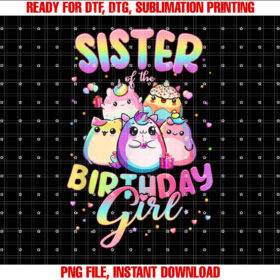 Family Sister of the Birthday Girl Squish Squad Mallow Shirt  PNG, DTF, DTG, Sublimation Design