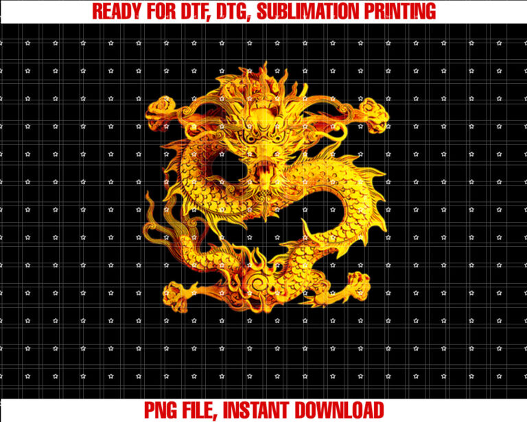 Fearless Golden Chinese Dragon Silhouette 3d Effect Shirt  PNG, DTF, DTG, Sublimation Design