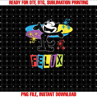 Felix Cat Comics Retro Futurist Tv in Joyful Happy Design Shirt  PNG, DTF, DTG, Sublimation Design
