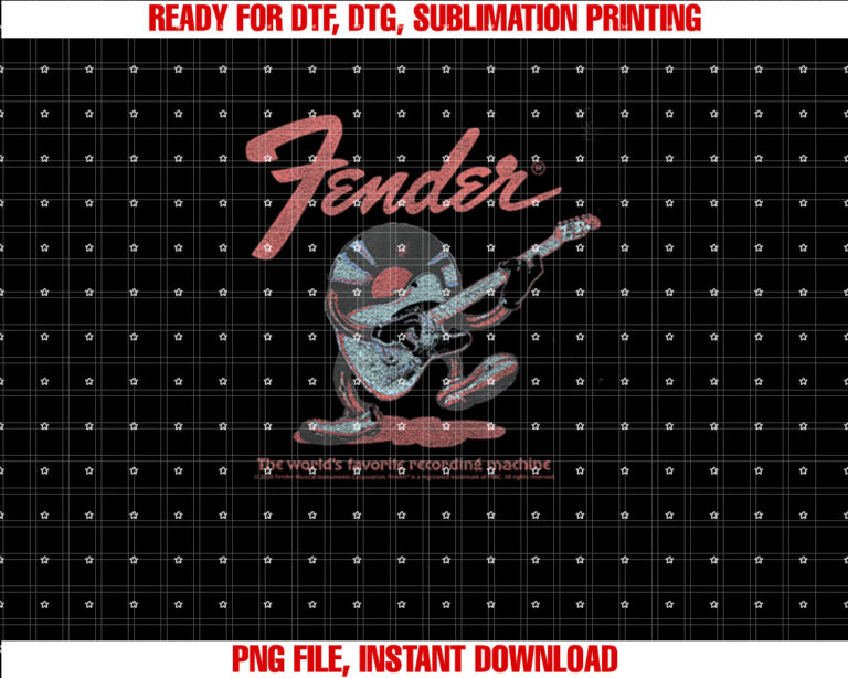 Fender Record Playing Guitar Centered Shirt  PNG, DTF, DTG, Sublimation Design
