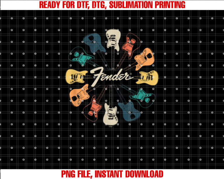 Fender Retro Guitar Kaleidoscope Shirt  PNG, DTF, DTG, Sublimation Design