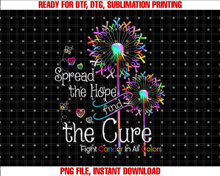 Fight Cancer in All and Every Color Ribbons Flower Heart Shirt  PNG, DTF, DTG, Sublimation Design