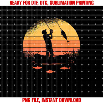 Fisherman Sunset Catching a Fish View Beneath the Water Shirt  PNG, DTF, DTG, Sublimation Design