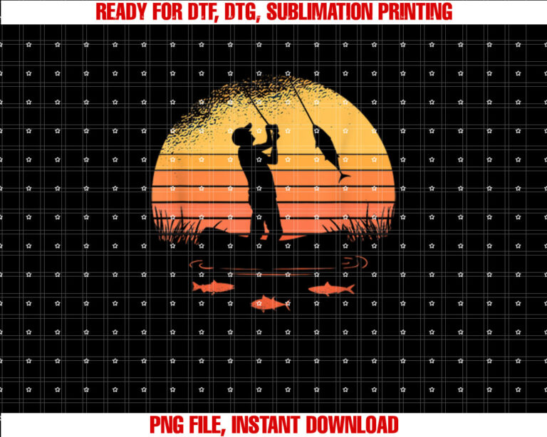 Fisherman Sunset Catching a Fish View Beneath the Water Shirt  PNG, DTF, DTG, Sublimation Design