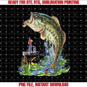 Fishing Graphic Large Mouth Bass Fish Shirt  PNG, DTF, DTG, Sublimation Design