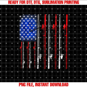Fishing American Flag Fishing Shirt  PNG, DTF, DTG, Sublimation Design