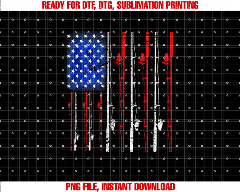 Fishing American Flag Fishing Shirt  PNG, DTF, DTG, Sublimation Design