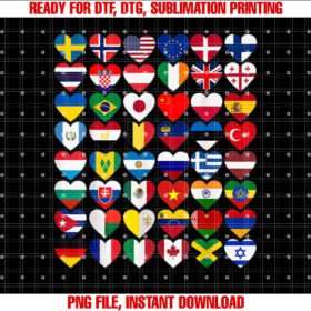 Flags of the Countries of the Worldinternational Gift Shirt  PNG, DTF, DTG, Sublimation Design