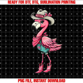 Flamingo Cowgirl Women Girl Cute Flamingo Tropical Birds Shirt  PNG, DTF, DTG, Sublimation Design