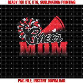 Football Cheer Mom Red Pom Leopard Shirt  PNG, DTF, DTG, Sublimation Design