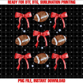 Football Coquette Bow Football Mom Game Day Women Girls Kids Shirt  PNG, DTF, DTG, Sublimation Design