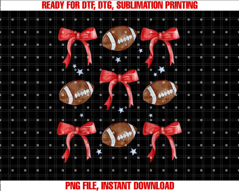 Football Coquette Bow Football Mom Game Day Women Girls Kids Shirt  PNG, DTF, DTG, Sublimation Design